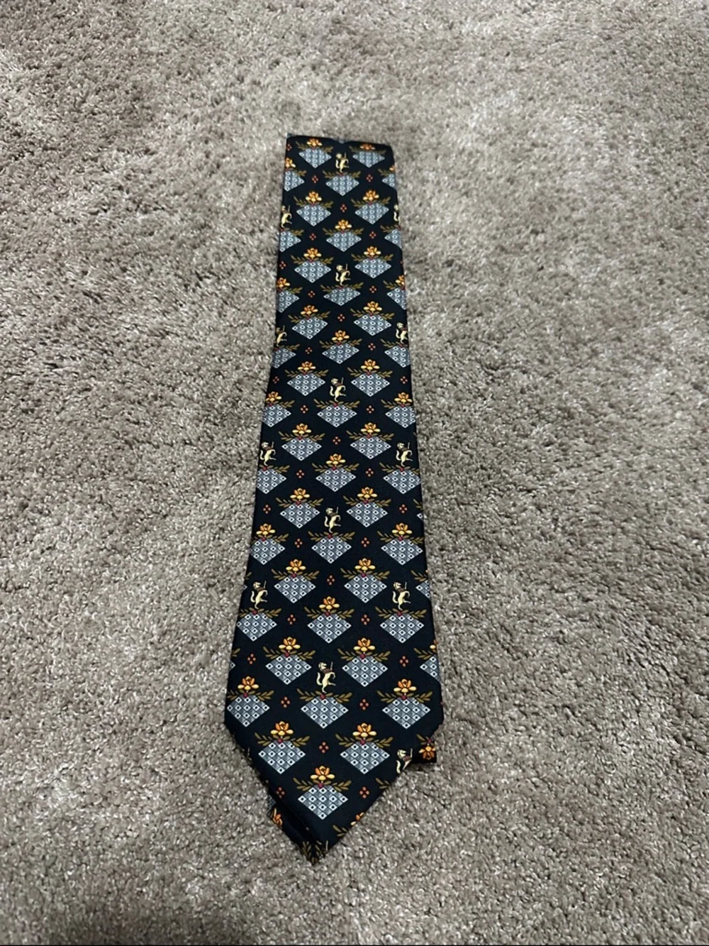 Salvatore Ferragamo Black Patterned Tie